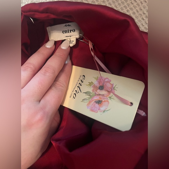 Entro Red Drape Dress - Picture 2 of 6